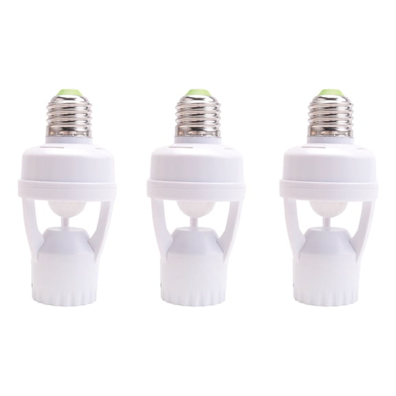 3PCS AC 110-220V 360 Pir Induction Motion Sensor IR Infrared Human E27 Plug Socket Switch Base Led Bulb Lamp Holder,3 * Infrared motion sensor holder,White