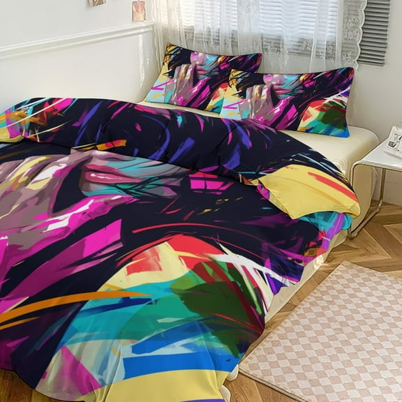 3PCS Abstract Oil Painting Duvet Cover Set Twin, 1 Duvet Cover And 2 Pillowcase, Duvet Cover for Kids Girls Boys And Teens