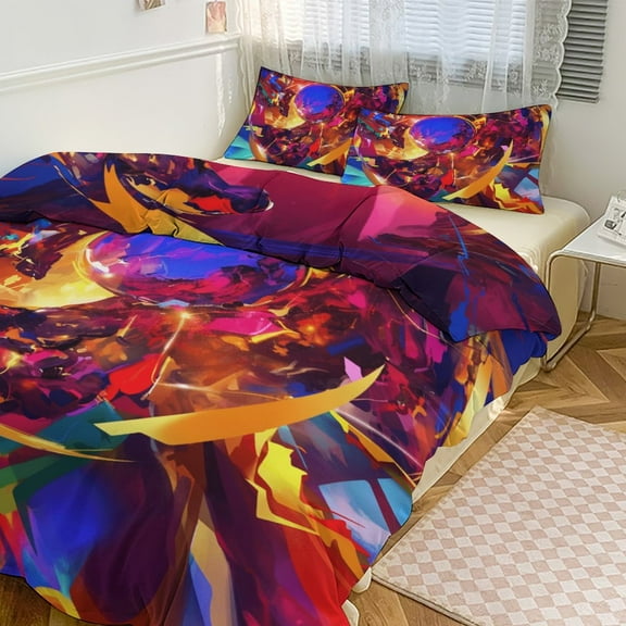 3PCS Abstract Oil Painting Duvet Cover Set Twin, 1 Duvet Cover And 2 Pillowcase, Duvet Cover for Kids Girls Boys And Teens