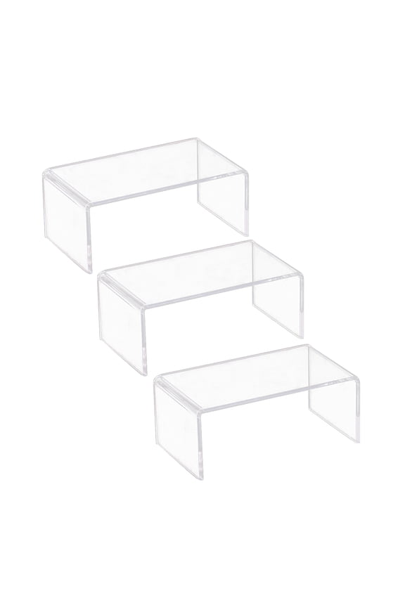 3PCS Clear Acrylic Shoe Risers U-Shaped Display Stands for Retail Shelves, Showcases, Toys, Bags, Cosmetics, Medium Size