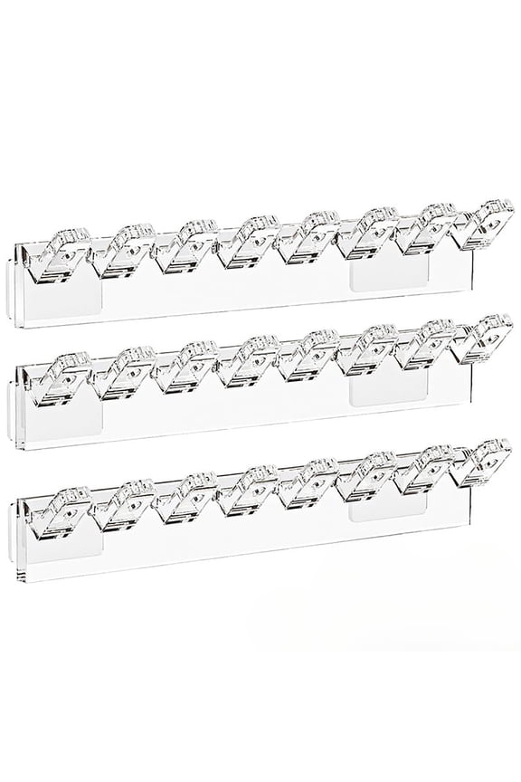 3PCS Acrylic Jewelry Organizer Wall Mounted, Hooks Adhesive Necklace Holder No Drill, Earring Display Rack for Closet Door Hanging Jewelry Storage