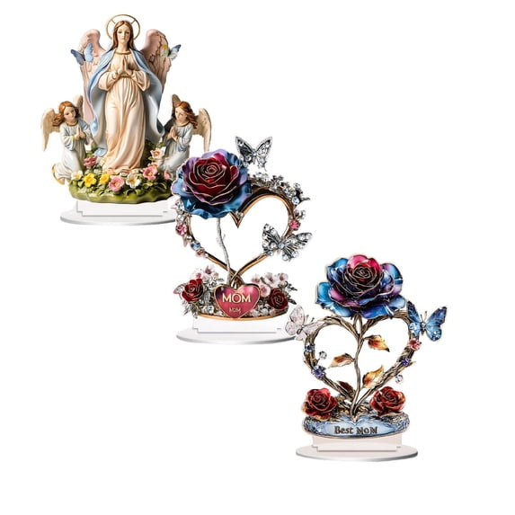 3PCS Acrylic Tabletop Decoration 2D Flat FlowerAnimal Pattern Art Ornament Home Decors Tabletop Centerpieces CollectibleDecorative for Mother's Day Birthday Holiday Table Bedroom Living Room Decor