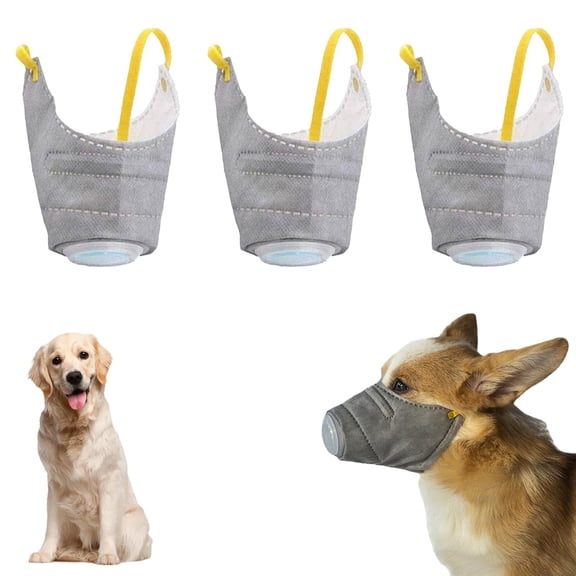 3PCS Adjustable Dog Gas Mask, Dog Mouth Mask with Filter, Reusable Dog Muzzles, Breathable Dog Air Filter Mask, Anti Smog Respirator, Effectively Pollution (Large)