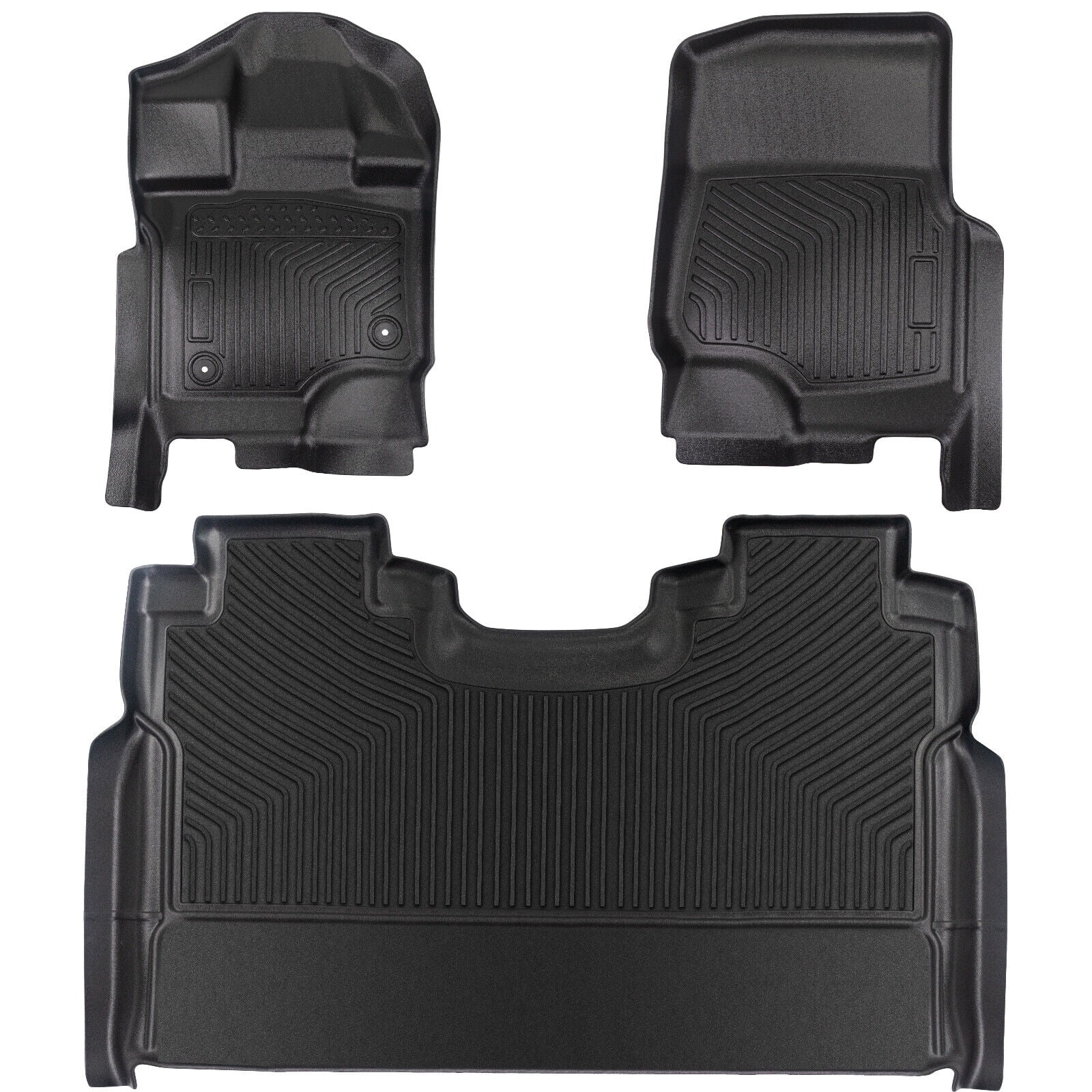 3PCS All-Weather TPE Front & Rear Floor Mats For 2015-2024 Ford F-150 F150 SuperCrew Cab,Custom Floor Mats 1st & 2nd Row Seat,Only For F150 2015-2024 Super Crew&Bucket Seats & W/O Storage