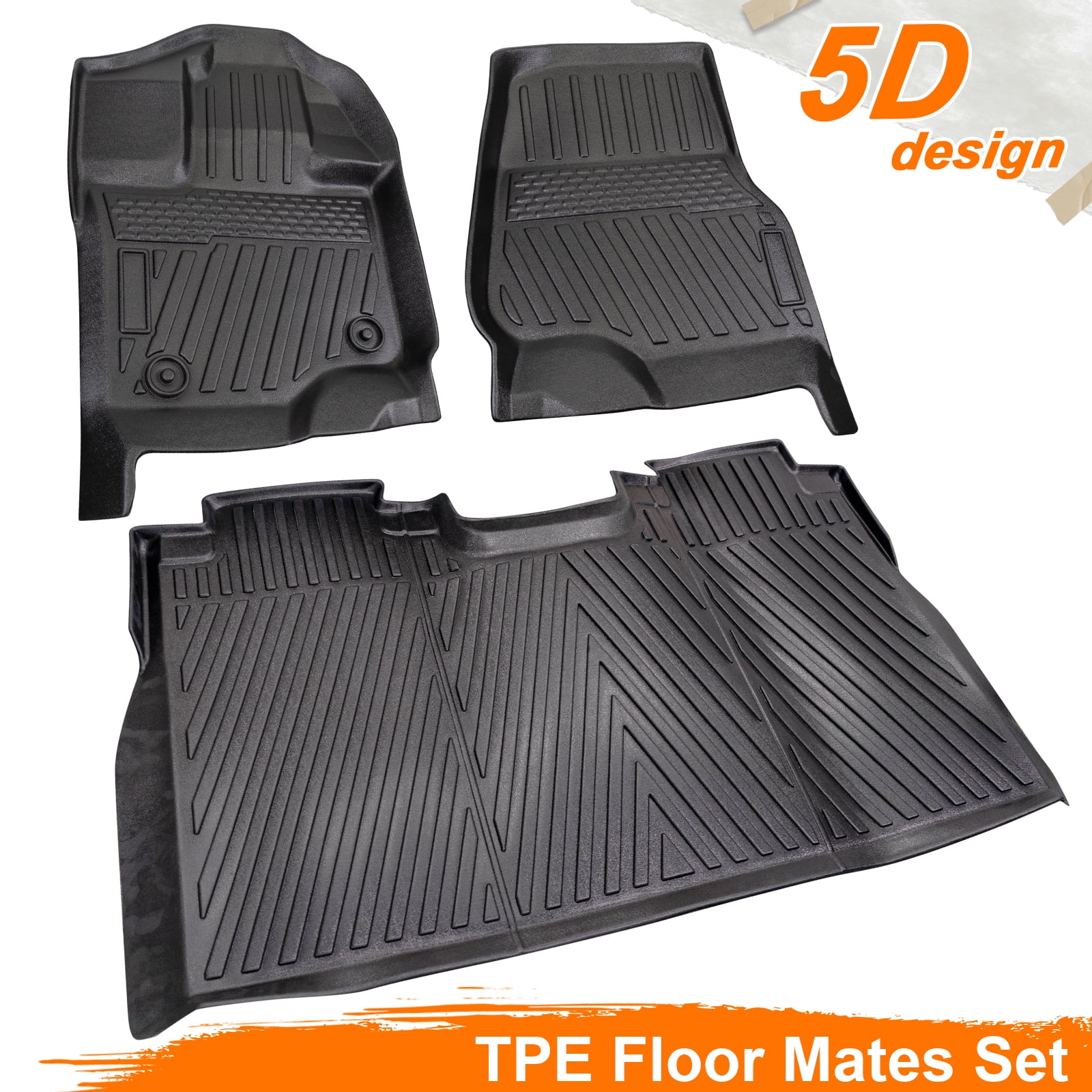 3PCS AllWeather TPE Front & Rear Floor Mats For 20152024 Ford F150