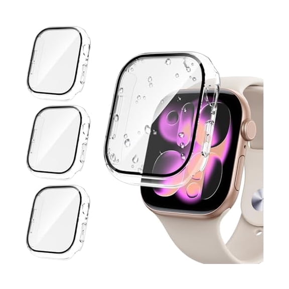 [3PCS for Apple Watch Screen Protector Case Series 11/10 42mm Accessories, iWatch Protective Face Cover for Women Men, Tempered Glass Film Hard Bumper for iPhone Watch 42 mm