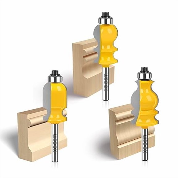 3PCS Architectural Molding Router Bit Set 3 Style Classical Molding Shape Router bits with 1/4" Shank Molding Bits for Furniture Making.