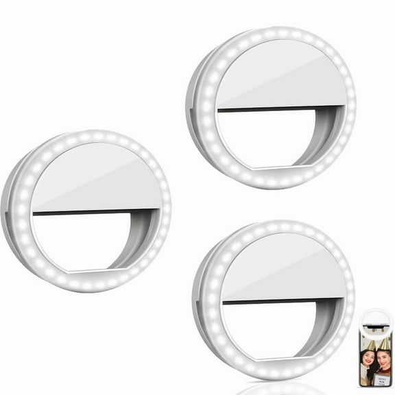 3PCS Aro de luz, Round Shape Camera Fill Lights, Portable 3-Level Adjustable Brightness Clips On Phone Ring Light with 36 LED for Smart Phone Camera Photography, Camera Video