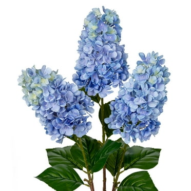 3PCS Artificial Blue Hydrangea Flowers 28" Long Stem Silk Faux Hydrangeas Fake Flower Floral Arrangement Wedding Bouquets for Vase Centerpieces Decor