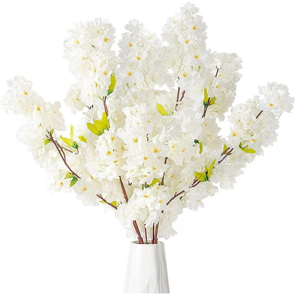 Dalrosia 3PCS Artificial Cherry Blossom Branches, Silk Cherry Blossom Flowers Long Stem Flowers for Tall Vase, Faux Flowers Arrangements for Wedding Party Home Decor