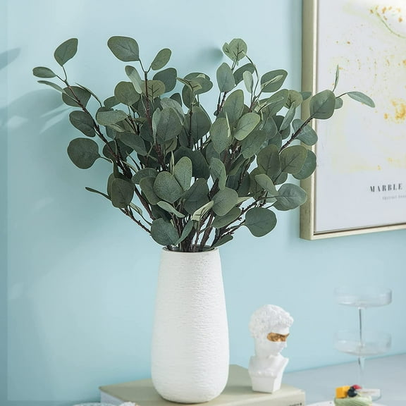 Dalrosia 3PCS Artificial Eucalyptus Garland Long Silver Dollar Leaves Foliage Plants Greenery Fake Plastic Branches Greens Bushes