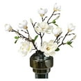 3PCS Artificial Magnolia Flowers Realistic Long Stem White Silk