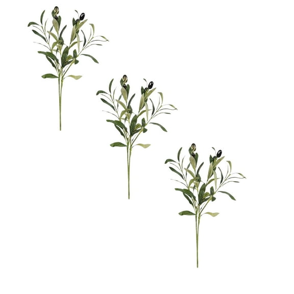 3PCS Artificial Olive Branches for Vases, Faux Olive Branch Stems Leaves with Fruits for Home Decor Weddings Party Vase Decorative Floral Arrangement