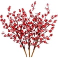 thumbnail image 1 of 3PCS Artificial Red Berry - Christmas Frost Red Berries Branches, Christmas Tree Decorations, Winter Holiday Home Décor， 17", 1 of 7