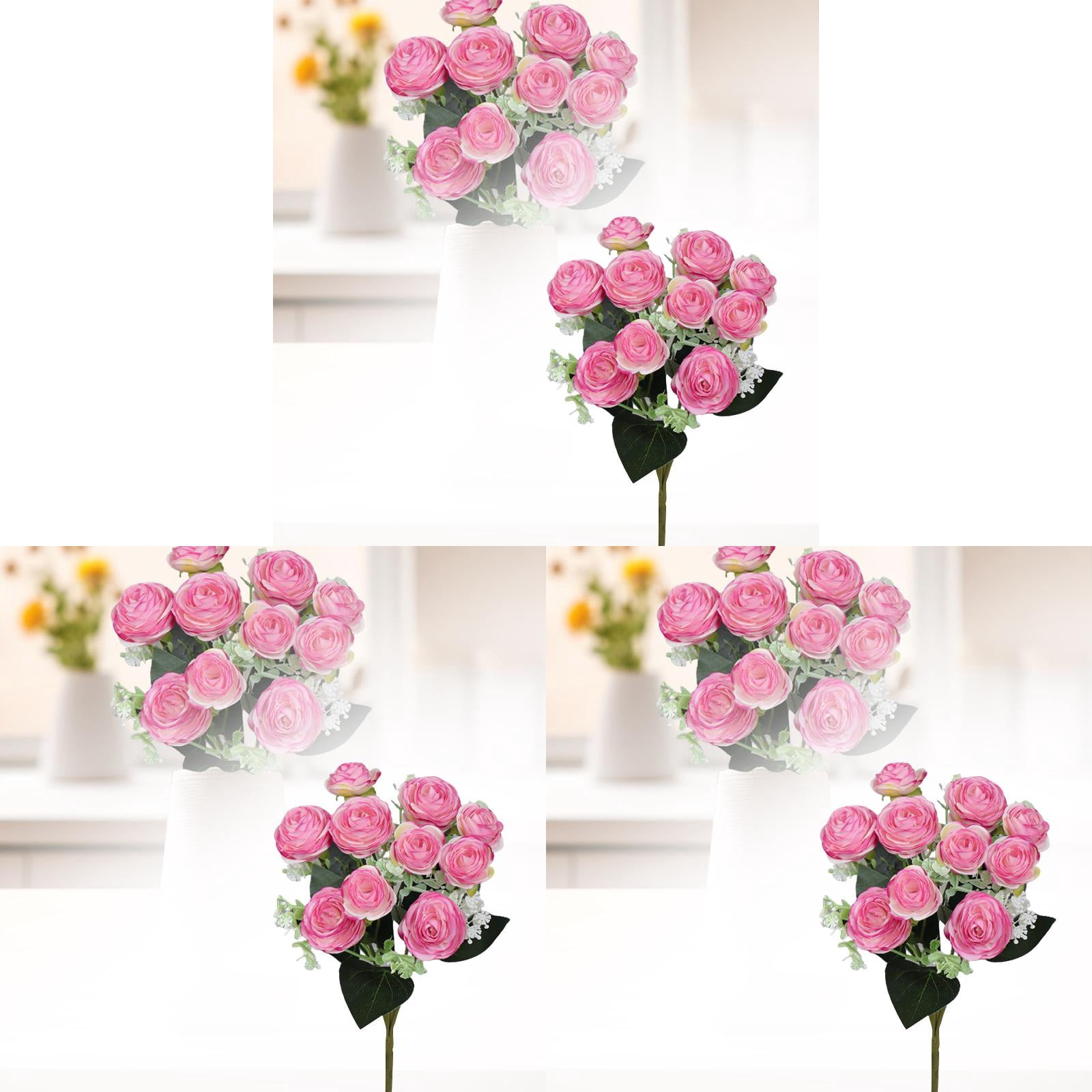 3PCS Artificial Roses Bouquet - Real Touch Silk Flowers with Long Stems ...