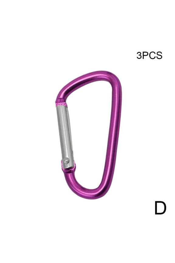 3PCS Auto Locking Rock Climbing Carabiner Clips, Gear Aluminum Alloy D Shape Buckles, D Ring Keychains Screw, Locking Spring Clip Hook Keyring Clip Hook - Purple