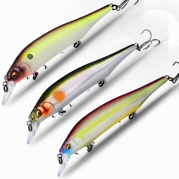 3PCS BEARKING 115mm 15g  Weight System Top Fishing Lures Minnow Crank Wobbler Quality Fishing Tackle Hooks For Fishing