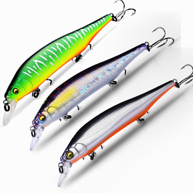 3PCS BEARKING 115mm 15g  Weight System Top Fishing Lures Minnow Crank Wobbler Quality Fishing Tackle Hooks For Fishing