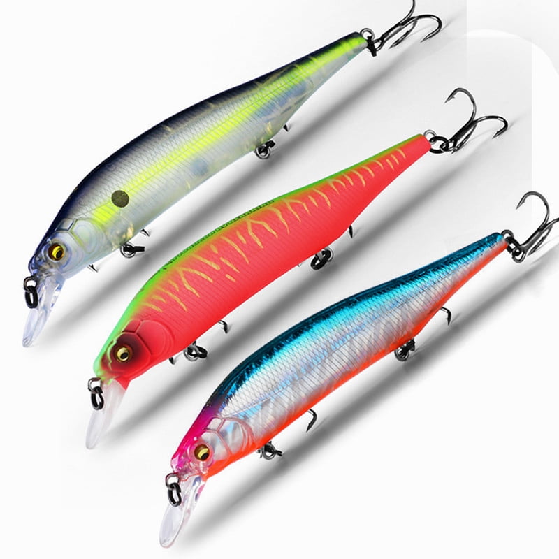 3PCS BEARKING 115mm 15g  Weight System Top Fishing Lures Minnow Crank Wobbler Quality Fishing Tackle Hooks For Fishing