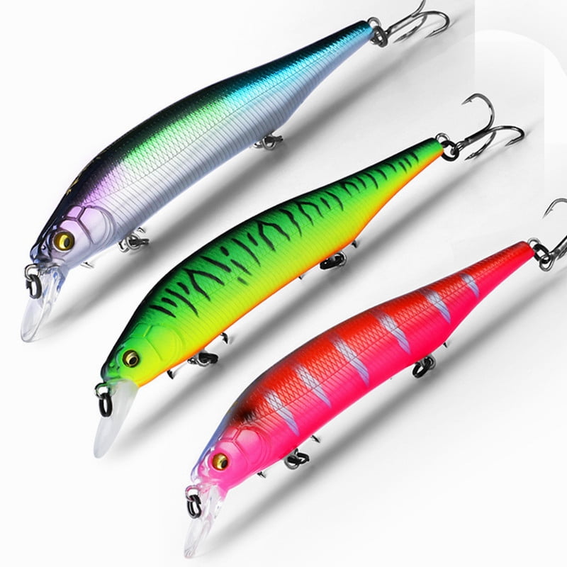3PCS BEARKING 115mm 15g  Weight System Top Fishing Lures Minnow Crank Wobbler Quality Fishing Tackle Hooks For Fishing