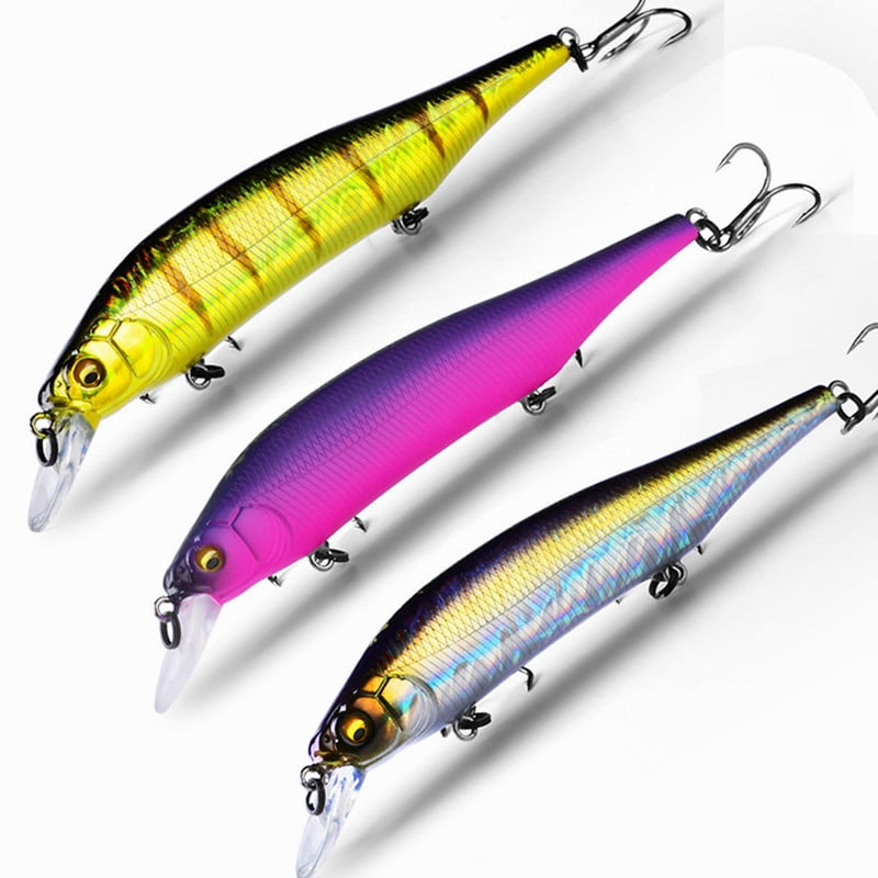 3PCS BEARKING 115mm 15g  Weight System Top Fishing Lures Minnow Crank Wobbler Quality Fishing Tackle Hooks For Fishing