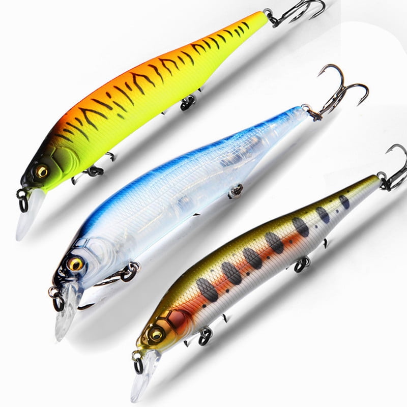 3PCS BEARKING 115mm 15g  Weight System Top Fishing Lures Minnow Crank Wobbler Quality Fishing Tackle Hooks For Fishing