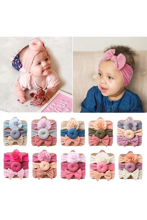 3PCS Baby Bow Headbands Turban Knotted, Girl's Hairbands for Newborn,Toddler and Childrens