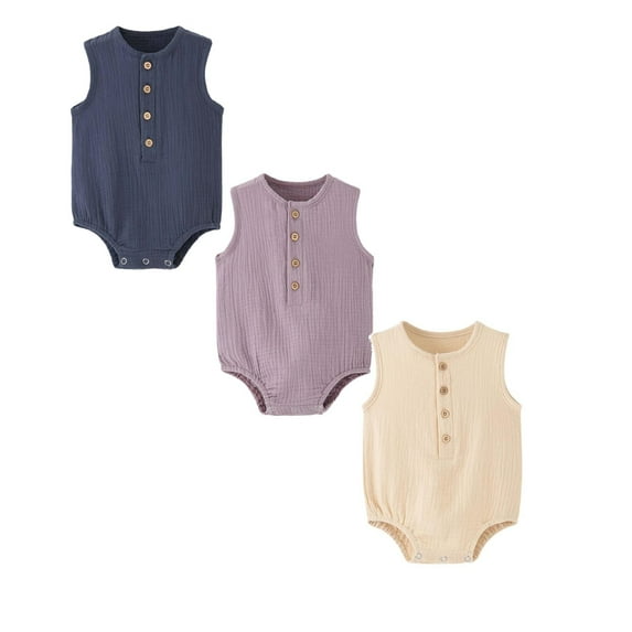 3PCS Baby Clothes Baby Bodysuit Summer Outfit Breathable Backed Onesie Pajamas Preemie Clothes Girl 6 Months