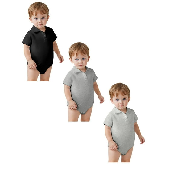 3PCS Baby Clothes for Boys Baby Bodysuit Comfort Polo Base Onesie Pajamas Baby Clothes Boy 3 Months