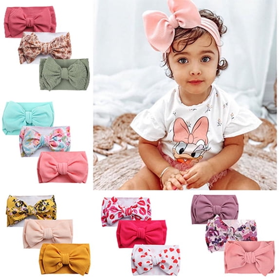 3PCS Baby Girl Bow Headband Headwraps Knotted Headband Rabbit Ears Turban Cute Hair Accessories