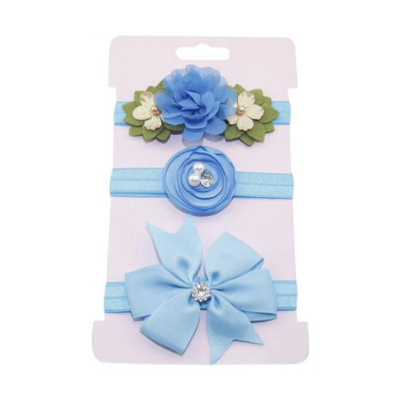 3PCS Baby Girls Infant Boutique Wave Hair Flower Headband Hair Bow Band