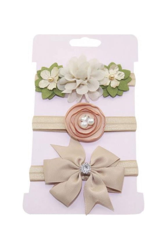 3PCS Baby Girls Infant Boutique Wave Hair Flower Headband Hair Bow Band