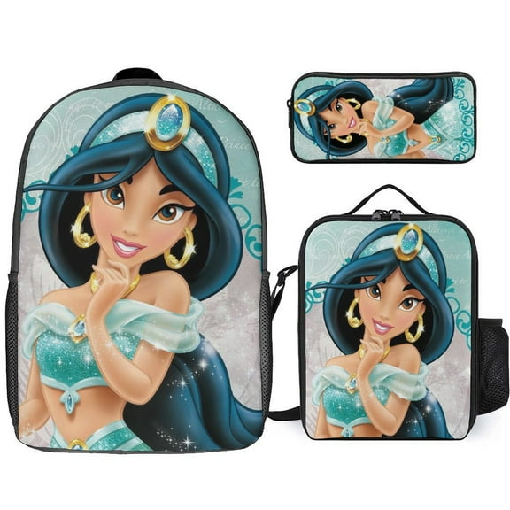 3PCS Backpack Set with Lunch Bag Pencil Case Aladdin Bookbags Knapsack Daypack Outdoor for Men Women
