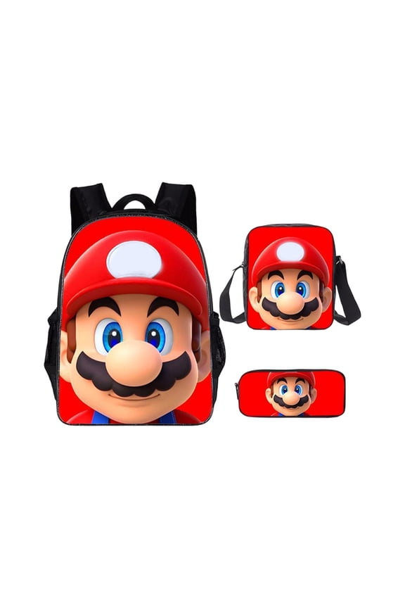 3PCS Backpack Sets – Funny Video Game Character Backpacks – Super Brothers Plumber School Bag for Student Back to School