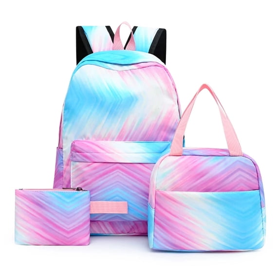 Lumtrix 3PCS Backpack for Teens Cherry Print Bookbag for Teen Bookbag with Lunch Box & Pencil Pouch Set for High Elementray Travel Daypack Purple