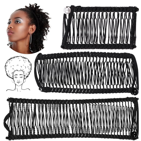 3PCS Banana Hair Clips Classic Clincher Combs Large Vintage Banana Clips Comb Tool for Thick Hair 30 Combs Elastic Stretch Combs Clip Afro Hair Ponytail Holder for Women