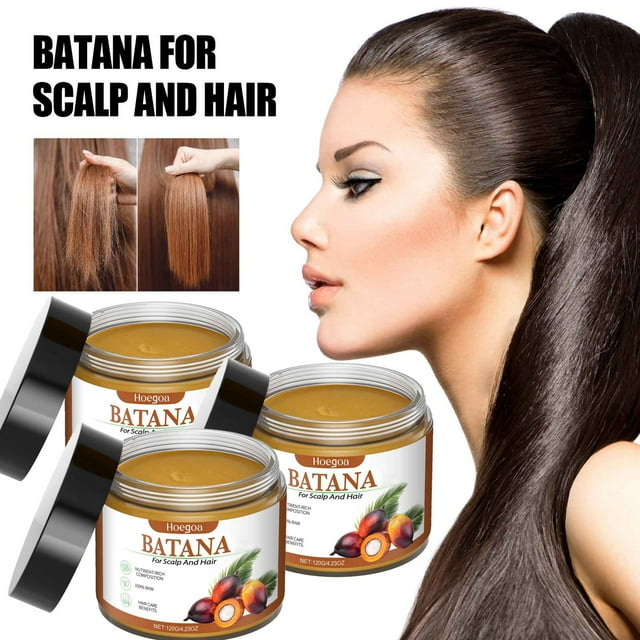 3PCS Batana Extract Hair Care Oil, Strengthening & Breakage-Reducing Oil, 3x120g,Plastic,brown