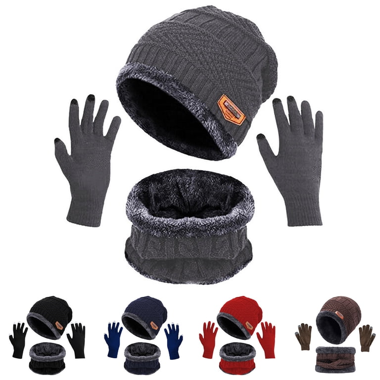 3PCS Beanie Hat Gloves Scarf for Women and Men Oversize 