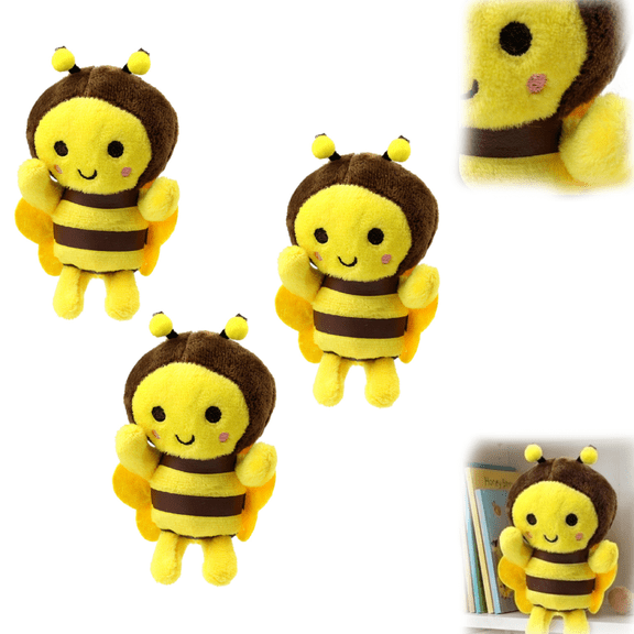 3PCS Bee Plush Toy  2026 Soft Stuffed Animal Honeybee for Kids, Cute Cartoon Bumblebee Running Plushies for Birthday Gifts, 5 Inch Yellow and Brown Plush Doll