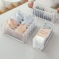 thumbnail image 1 of 3PCS Beige Mesh Foldable Storage Set, 6+7+11 Grid Underwear Organizer, Socks Bra Underpants Drawer Divider, Breathable Foldable Closet Storage Box, White, 1 of 3