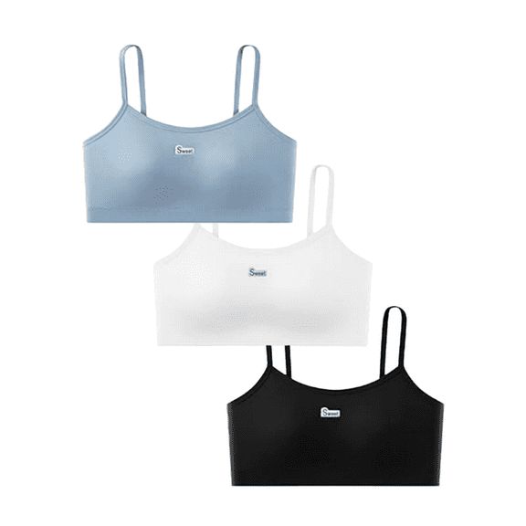 3PCS Big Girls Bra Comfort Flex Fit Seamless for Girl Teens, Pull-on Design