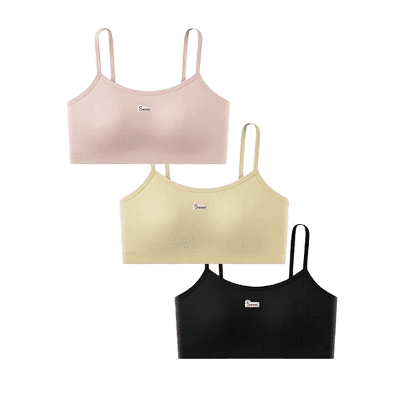 3PCS Big Girls Bra Comfort Flex Fit Seamless for Girl Teens, Pull-on Design