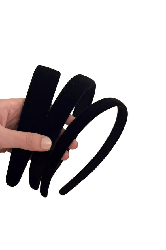 3PCS Black Velvet Padded Headbands for Women, Soft Simple Headband for Girls and Teens, Plain No Teeth Thick Hoops Hair Accessories