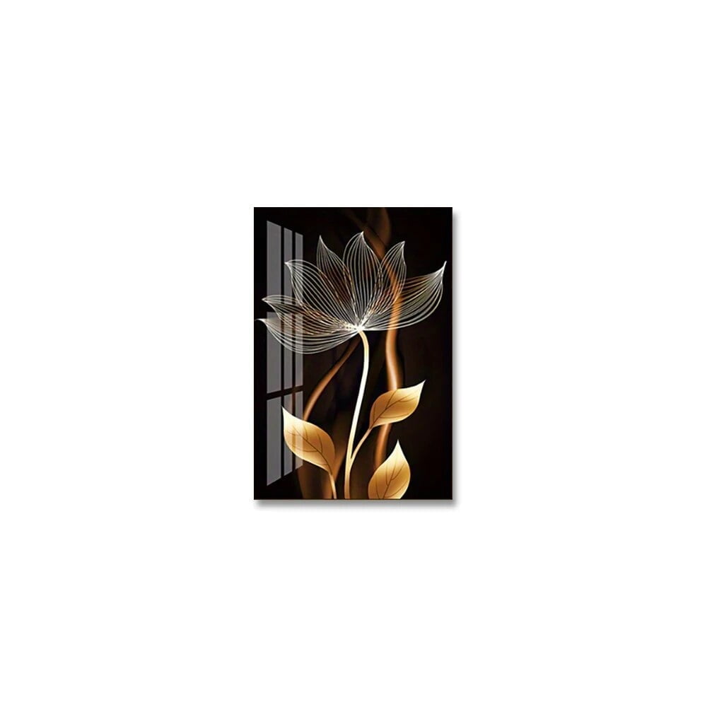 3PCS Black and Golden Flower Wall Art Canvas Painting for Living Room ...