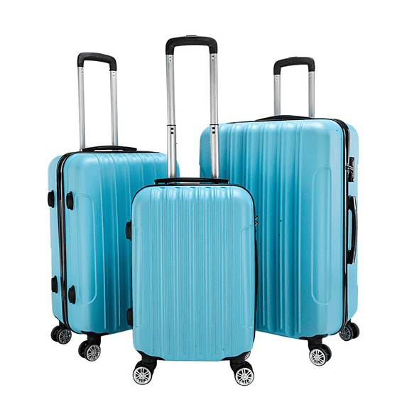 3PCS Blue Luggage Set (20" Carry-On, 24" & 28" Checked) | Lightweight ABS Hardshell Suitcase with 360° Spinner Wheels, TSA Locks - Expandable Large Capacity
