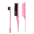 thumbnail image 1 of 3PCS Boar Bristle Slick Back Hair Brush for Smooth Flyaways, Frizz, Sleek Ponytail, Buns and Edge Hair, Teasing | Hair Comb, Edge Brush, Teasing Brush Styling Accessories, 1 of 9