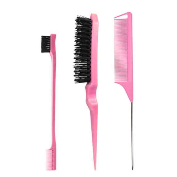3PCS Boar Bristle Slick Back Hair Brush for Smooth Flyaways, Frizz, Sleek Ponytail, Buns and Edge Hair, Teasing | Hair Comb, Edge Brush, Teasing Brush Styling Accessories