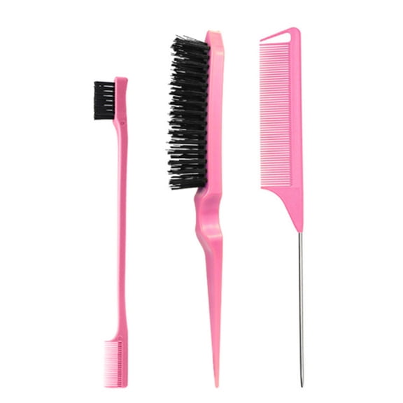 3PCS Boar Bristle Slick Back Hair Brush for Smooth Flyaways, Frizz, Sleek Ponytail, Buns and Edge Hair, Teasing | Hair Comb, Edge Brush, Teasing Brush Styling Accessories