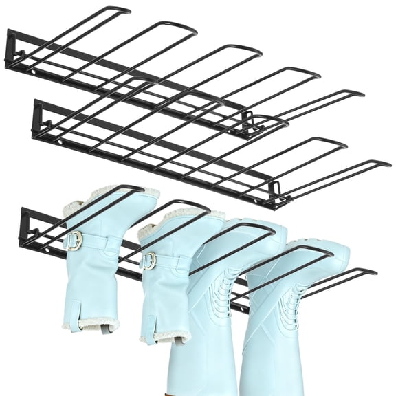 3PCS Boot Rack, Wall Mounted Boot Rack for Closet, Iron Boot Hangers with Adhesive Hooks, Expansion Screws, Space-Saving Boot Organizer for Entryway, Garage, Indoor Outdoor