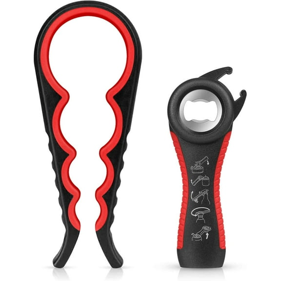 SHIHUALQ Jar Opener, 5 in 1 Multi Function Can Opener Bottle Opener Kit with Silicone Handle Easy to Use for Children, Elderly and Arthritis Sufferers